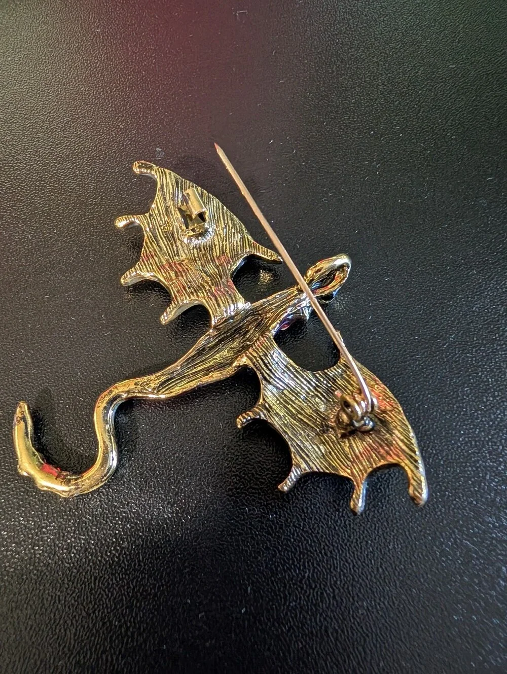 Red Dragon Enamel Brooch with Red Crystal Accents - Picture 8 of 8